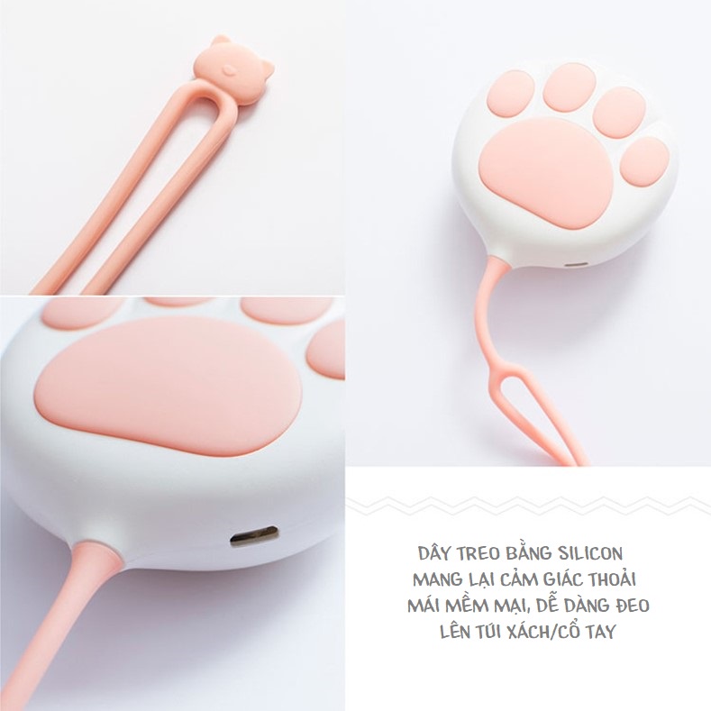 Máy sưởi cầm tay / Sưởi ấm bụng / Sạc dự phòng có dây đeo hình chân mèo