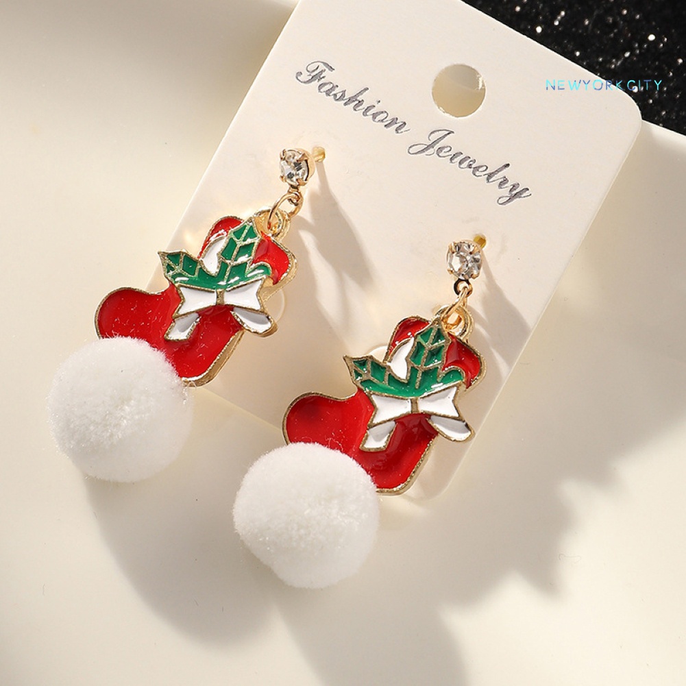 Khuyên Tai Hình Ông Già Noel Và Bông Tuyết Phong Cách Giáng Sinh