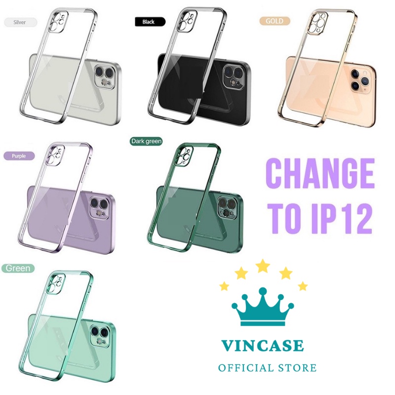 Ốp viền vuông iphone 12- Ốp lưng cạnh vuông MẠ ĐIỆN SANG TRỌNG 7plus/8plus/x/xs/xsmax/11/11pro/11promax/12/12promax