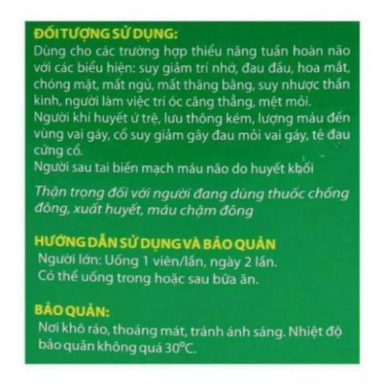 Ginkgo Biloba 120mg Bổ Sung Dưỡng Chất Cho Não Q10 100 viên