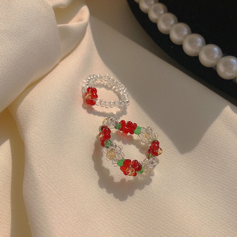 Nhẫn Co Giãn Trong Suốt Đính Hạt Dễ Thương Phong Cách Hàn Quốc Cho Nữ