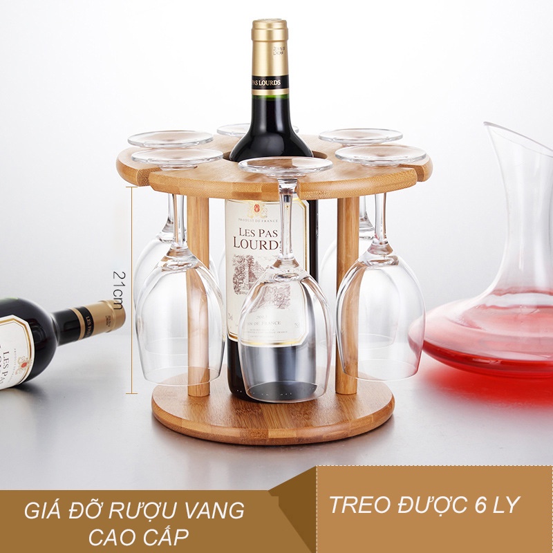 Giá Treo Ly Rượu Vang Bằng Gỗ Cao Cấp - Kệ Rượu Vang Thiết Kế 2 Trong 1 Độc Đáo Trang Trí Nhà Cửa