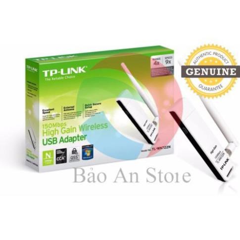 USB kết nối Wi-Fi TP-LINK TL-WN722N Chuẩn N 150Mbps Ăngten dài New Edittion 2017