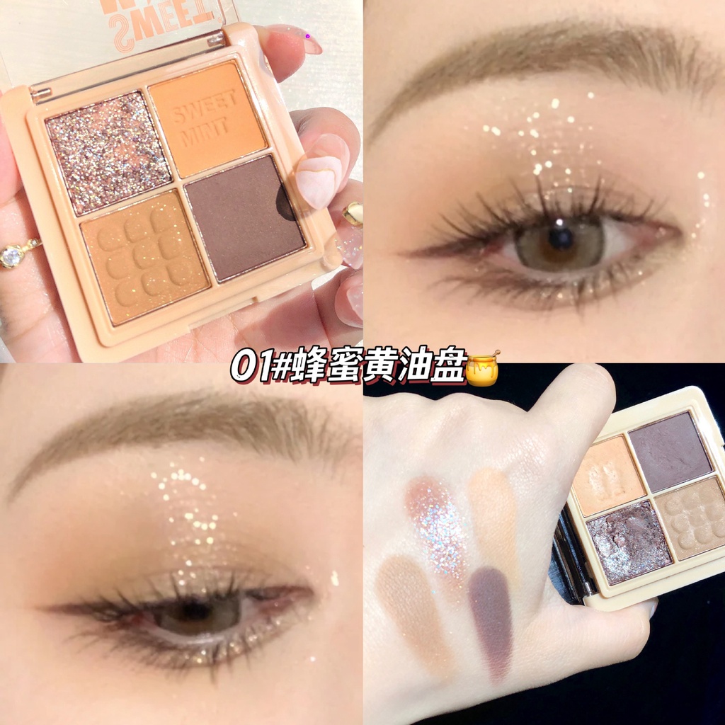 [Hàng mới về] Bảng phấn mắt SWEET MINT tông trà sữa 4 màu trang điểm tự nhiên xinh xắn