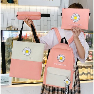 Set balo 4 món 🎒FREESHIP🎒 Balo hoa cúc balo đi học hot nhất 2020