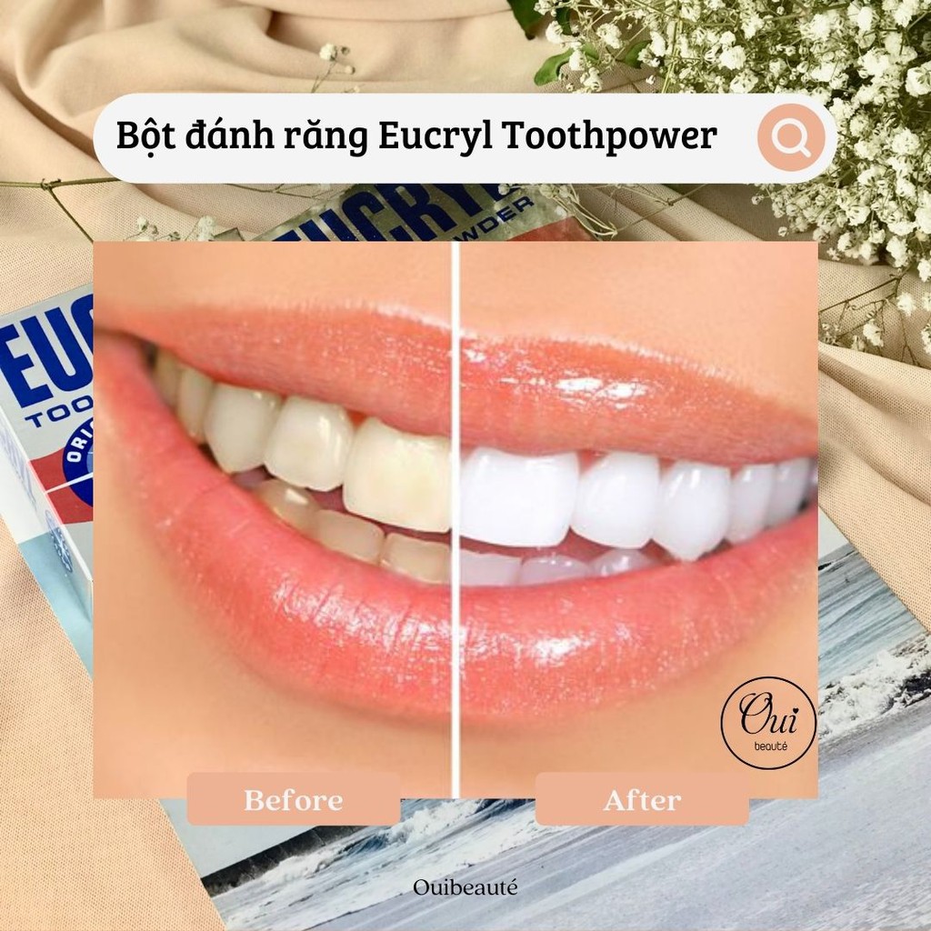 Bột đánh răng Eucryl Toothpowder Original, bột làm trắng răng hương bạc hà 50g Ouibeaute