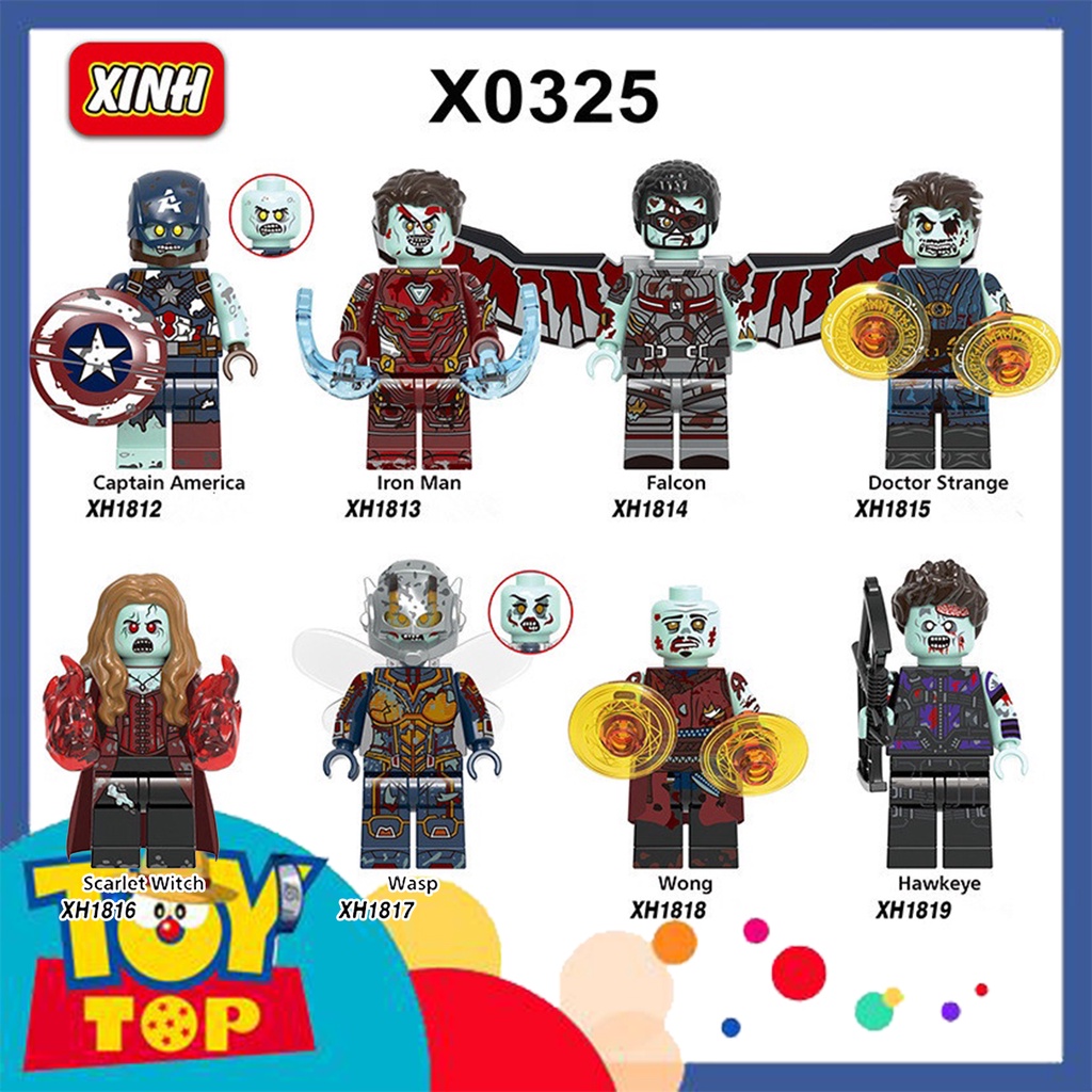 [Một con] Lắp ráp Minifigures ghép Marvel thây ma zombie trong What if siêu anh hùng Captain Iron Man X0325