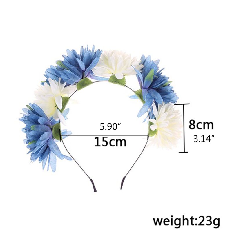 Băng Đô Hoa Cúc Giả Màu Tương Phản Phong Cách Bohemian Dành Cho Cô Dâu