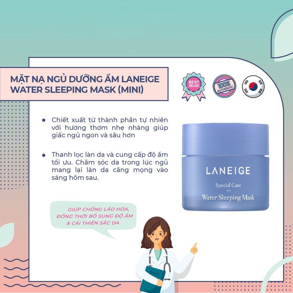 Mặt nạ ngủ dưỡng ẩm Laneige Water Sleeping Mask HÀN QUỐC 70ml cho da căng bóng mềm mịn | BigBuy360 - bigbuy360.vn