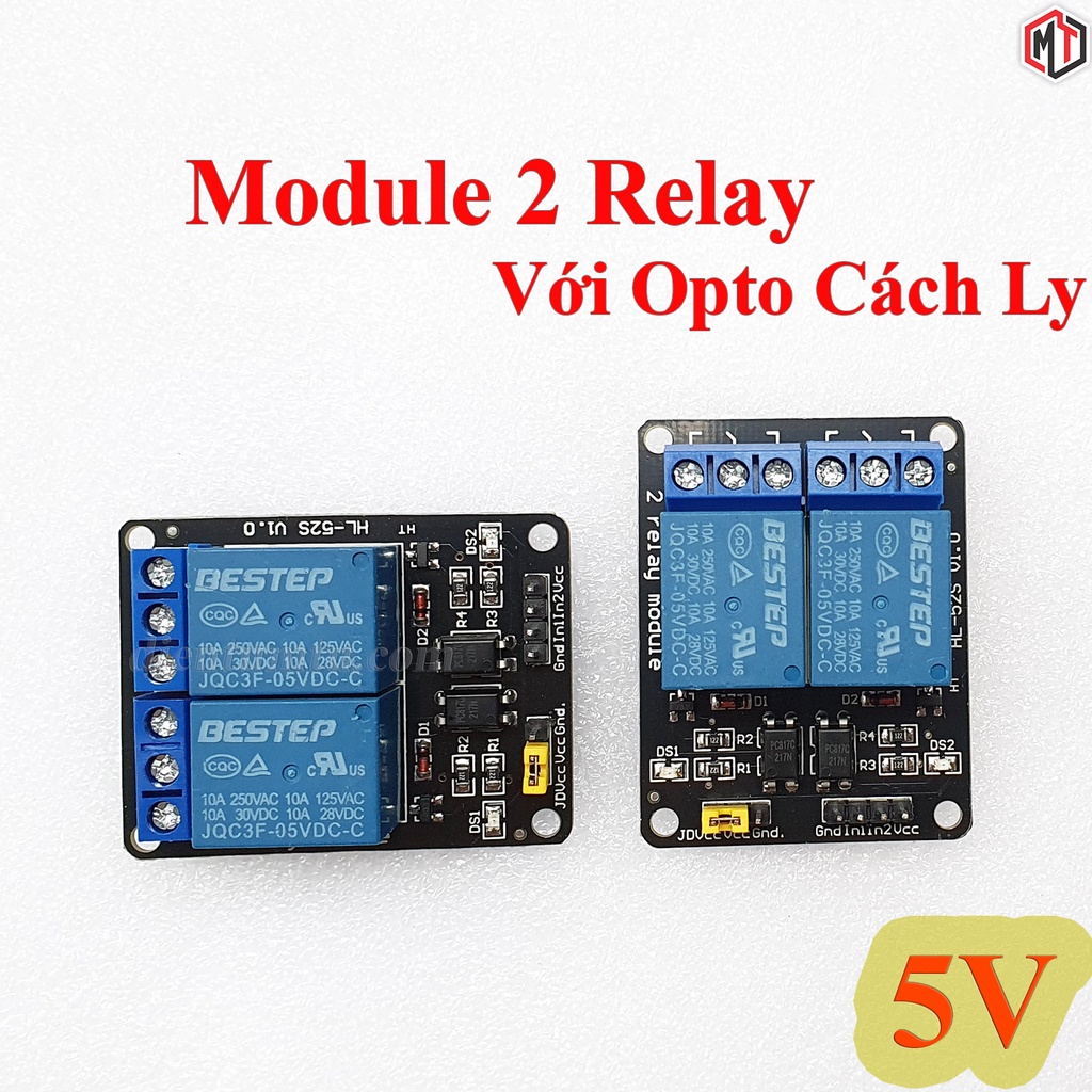 Module 2 Relay Kích Mức Thấp (LOW) Có Opto Cách Ly 5VDC - 12VDC - 24VDC