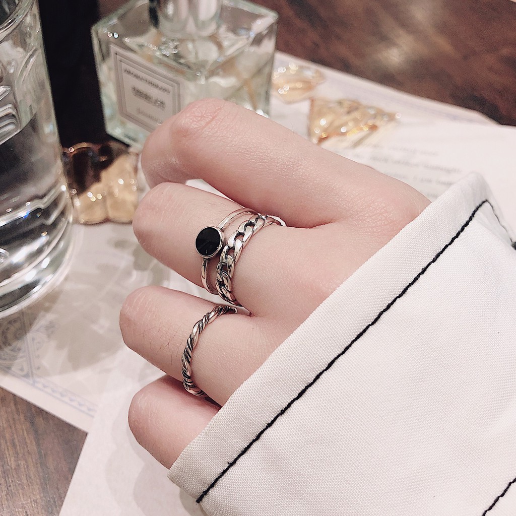 Nhẫn bạc S925_Nhẫn dây xoắn họa tiết vây cá - Bản mảnh và bé