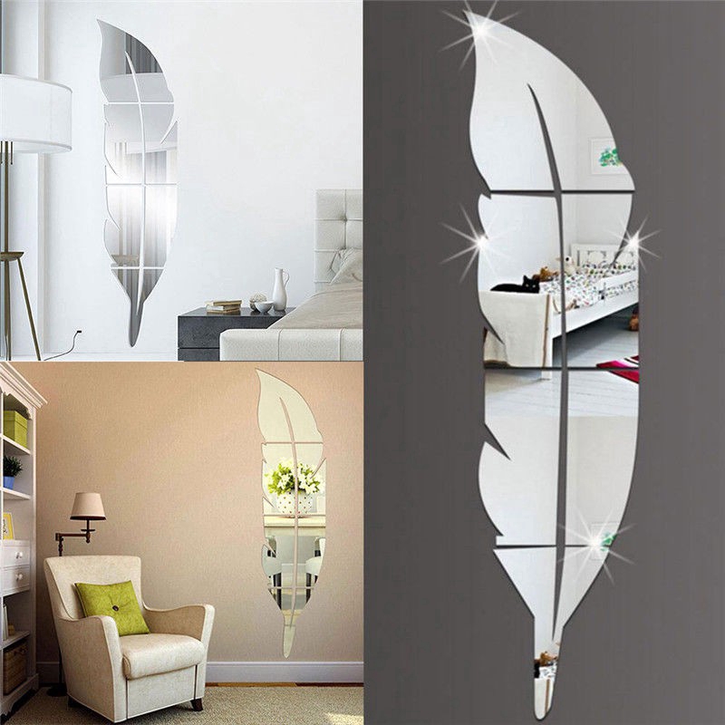 Gương lông 120 * 30cm có thể tháo rời Decal nghệ thuật Nhãn dán tường Trang trí phòng DIY