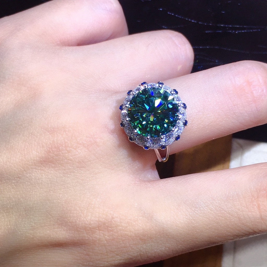 Nhẫn Hở Hình 3 Carat Hearts Mũi Tên Màu Xanh Lá Cây Đính Kim Cương Nhân Tạo Cao Cấp Sang Trọng Cho Nữ