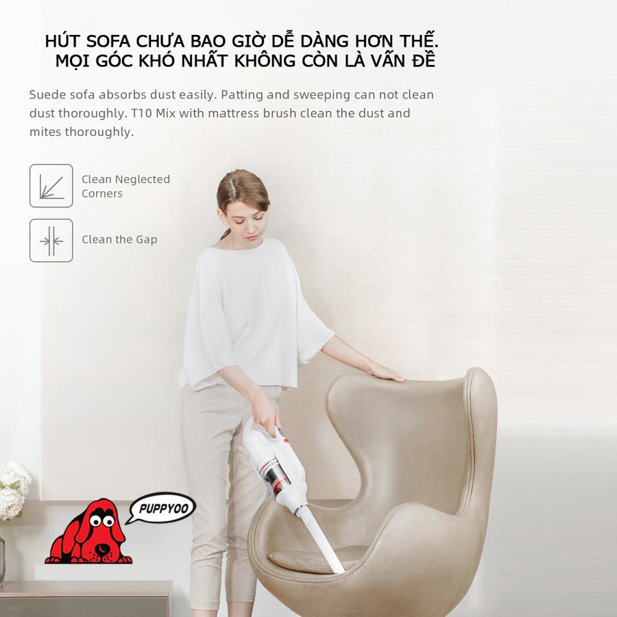 Máy hút bụi cầm tay Puppyoo T10 Mix, lực hút cực mạnh 17500Pa, thiết kế hiện đại Elbow | BigBuy360 - bigbuy360.vn