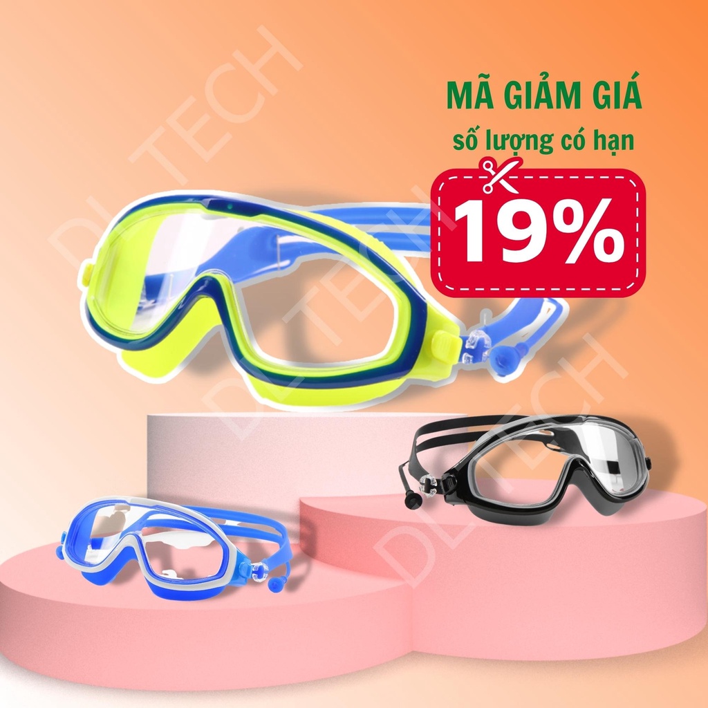Kính bơi trẻ em và người lớn silicon cao cấp chống nước màu sắc đáng yêu, chống sương mù mã KB DL TECH