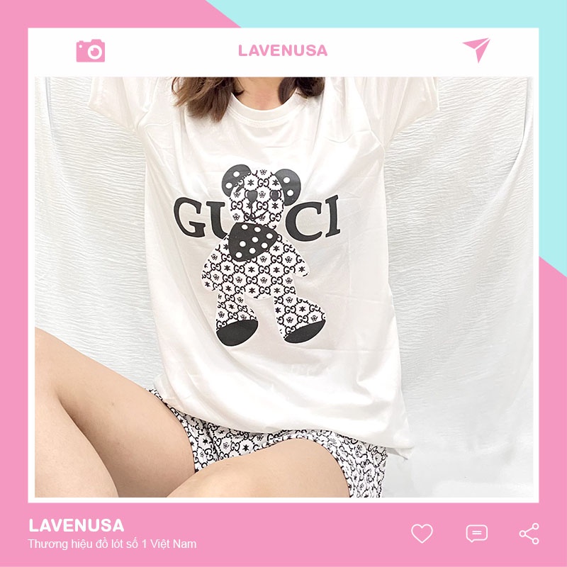 Bộ mặc nhà nữ tay ngắn mùa hè cotton freesize thấm hút tốt LAVENUSA QA19