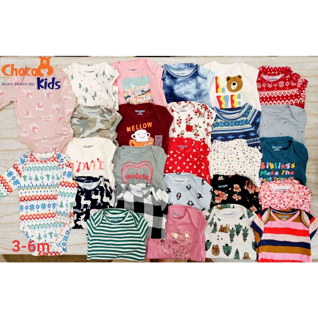 Set 2 Body Chip cho bé trai bé gái dài tay bộ áo liền thân HÀNG ĐẸP CHUẨN