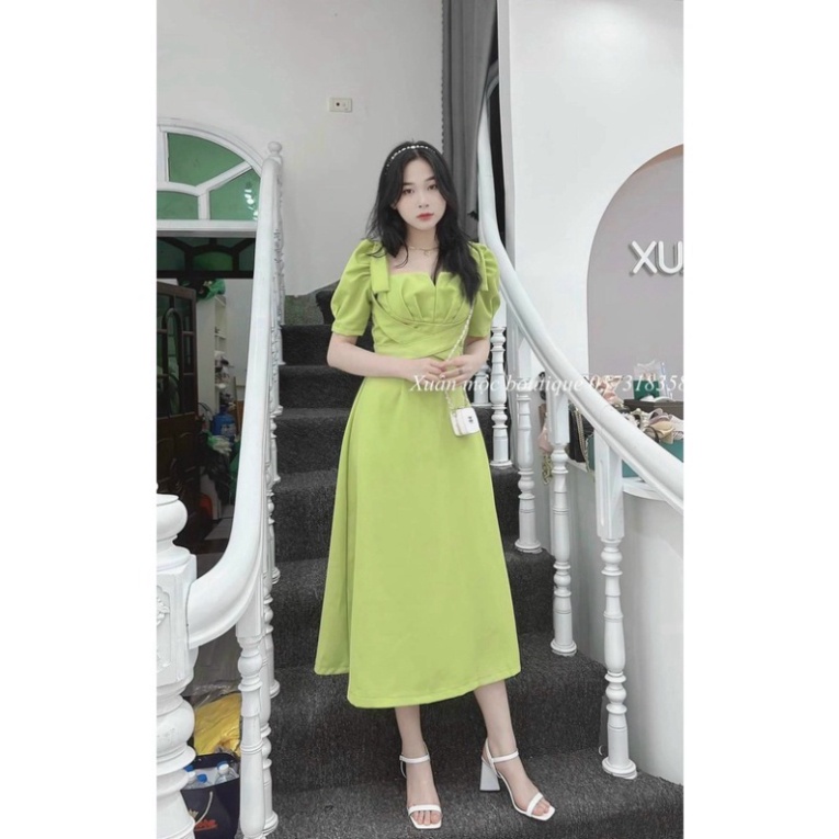 Đầm dự tiệc Đầm body sexy sang chảnh, đầm đan dây cột nơ tay phồng cao cấp YM147
