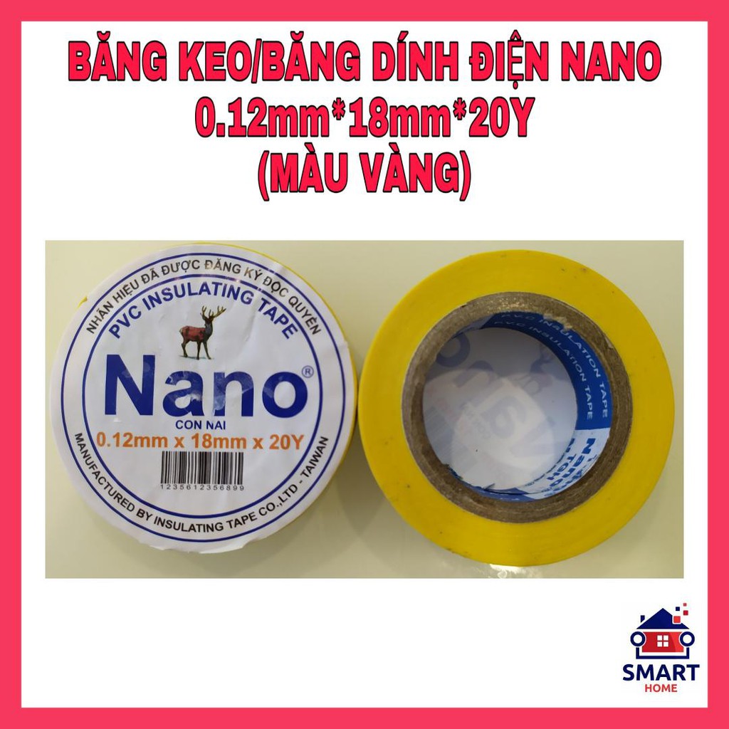 [BĂNG KEO ĐIỆN NANO, MÀU VÀNG 20Y] BĂNG KEO ĐIỆN, BĂNG DÍNH ĐIỆN NANO (0.12mm*18mm*20Y) - MÀU VÀNG