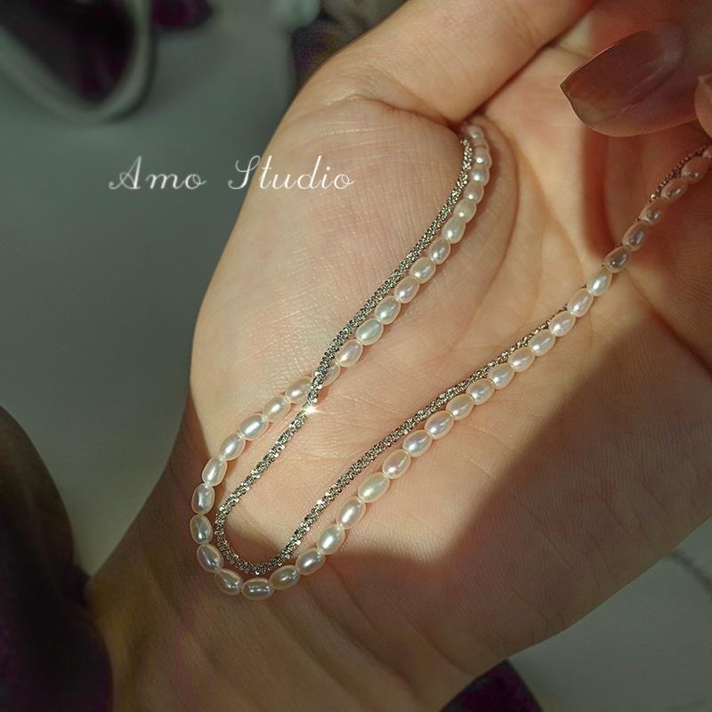 Vòng cổ nhiều lớp đính ngọc trai giả thời trang cho nữ