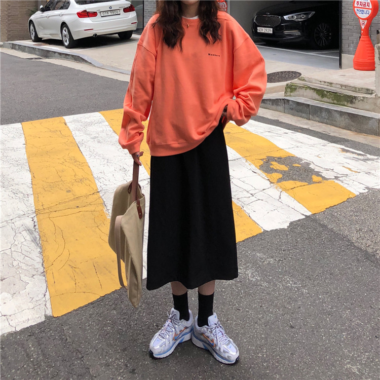 Áo sweater IELGY mỏng cổ tròn màu trơn thêu chữ thời trang cho nữ