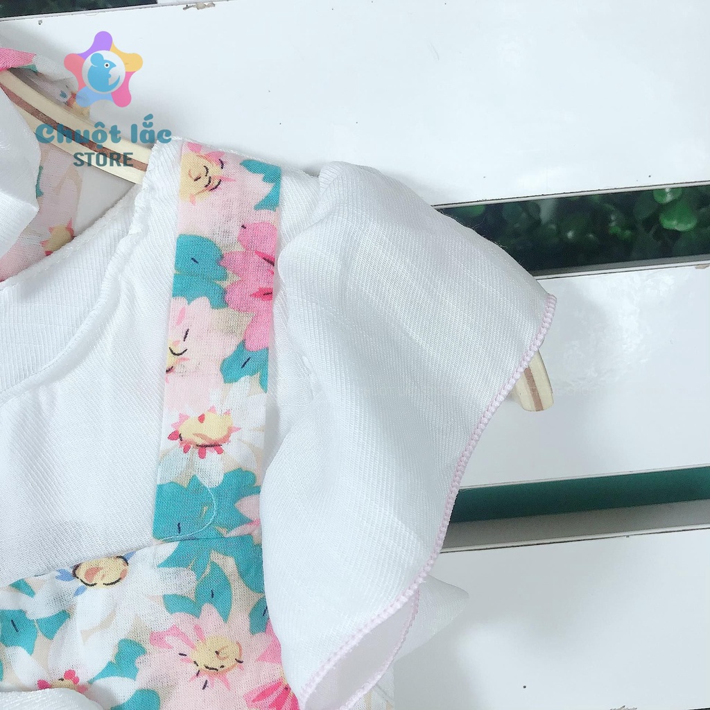 Bộ Đồ Body CHo Bé Gái Chuột Lắc Store Kiểu Váy 2 Tầng Kèm Tuban Chất Đũi Lụa 3kg Đến 12kg