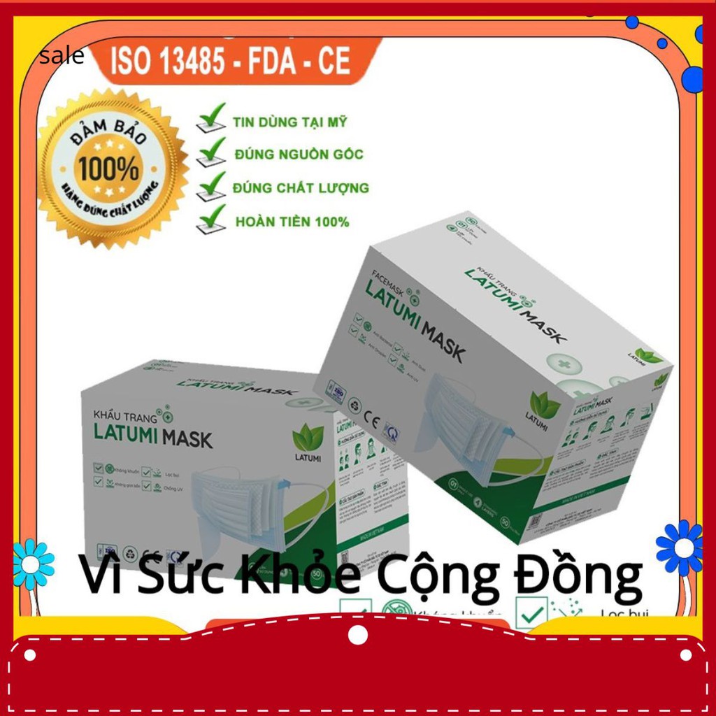 [SALE SỐC] Khẩu Trang Y Tế 4 Lớp Combo 2 Hộp LATUMI Kháng Khuẩn,Siêu Dày sasukenaruto