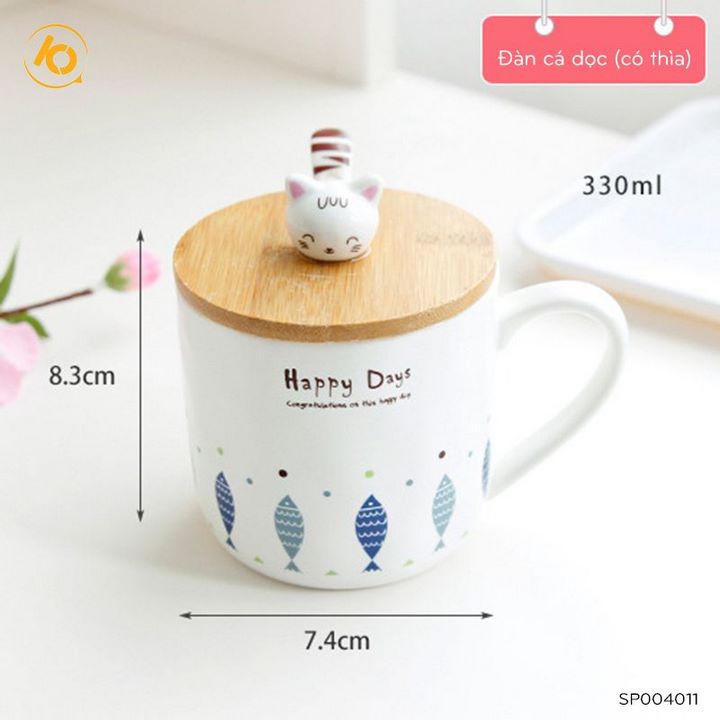 [Mã LIFEHOT1505 giảm 10% đơn 99K] Cốc sứ Happy Day uống trà, cafe độc đáo 350ml - SP004011