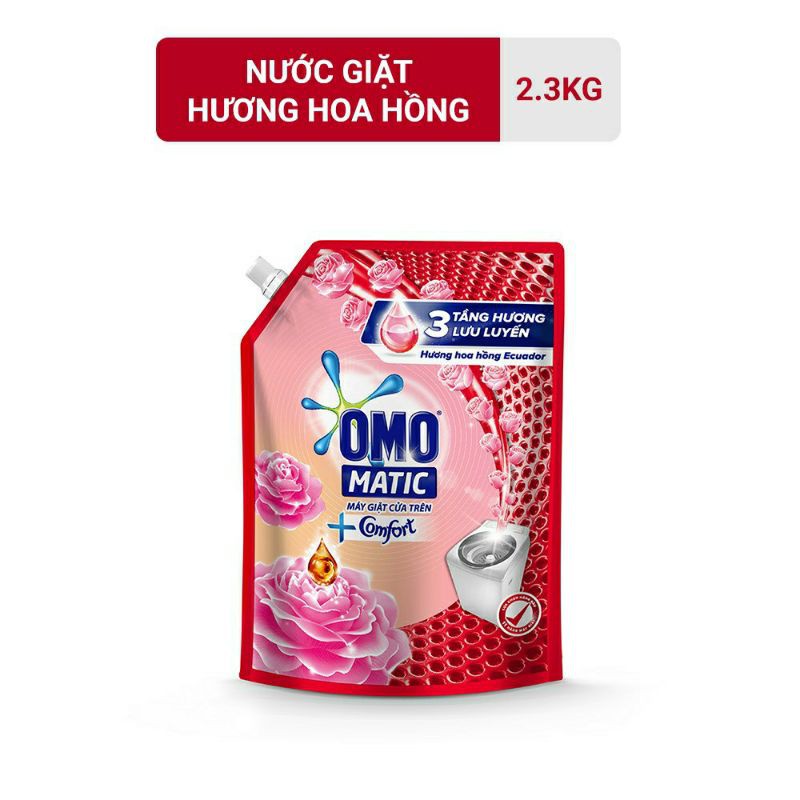 Nước giặt OMO Matic Comfort Hương Hoa Hồng túi 2.3KG