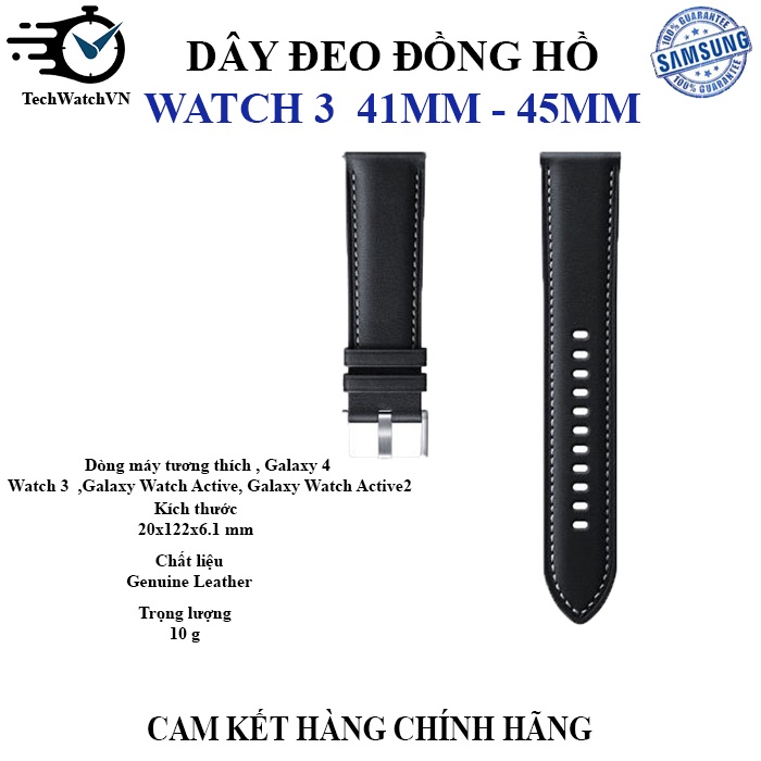 Dây da đồng hồ Samsung Galaxy Watch 3 41/45mm hàng chính hãng