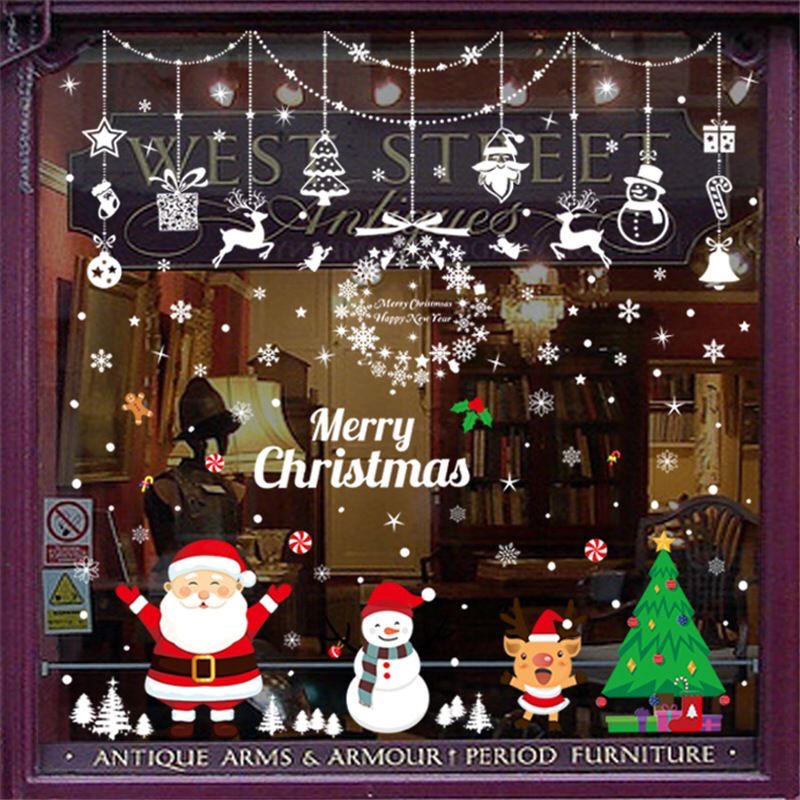 Decal trang trí Noel Hít TĨnh Điện - Combo Noel rèm dây phối với những người bạn