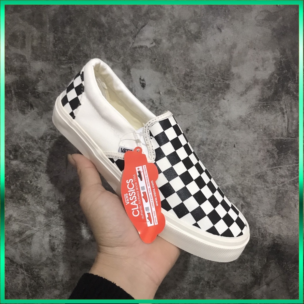 Giày Thể Thao 𝗩𝗮𝗻𝘀 Caro Nam Nữ, Giày Lười Slip On Vans Caro Vải Canvas Dày Dặn Hàng 11 Full Box