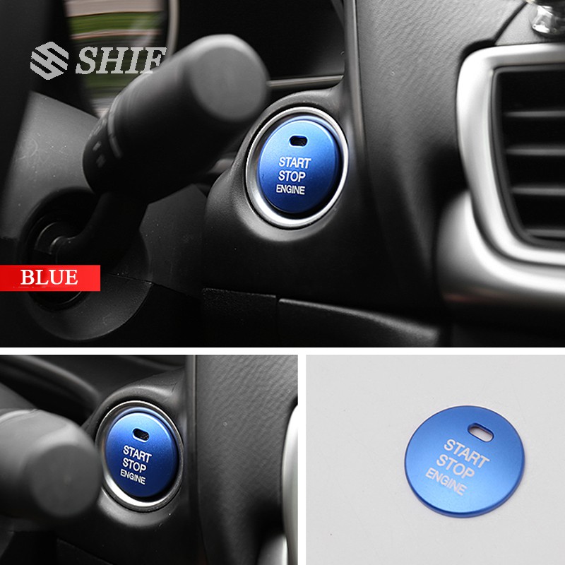 Vòng kim loại bọc công tắc động cơ xe hơi mazda3 axela