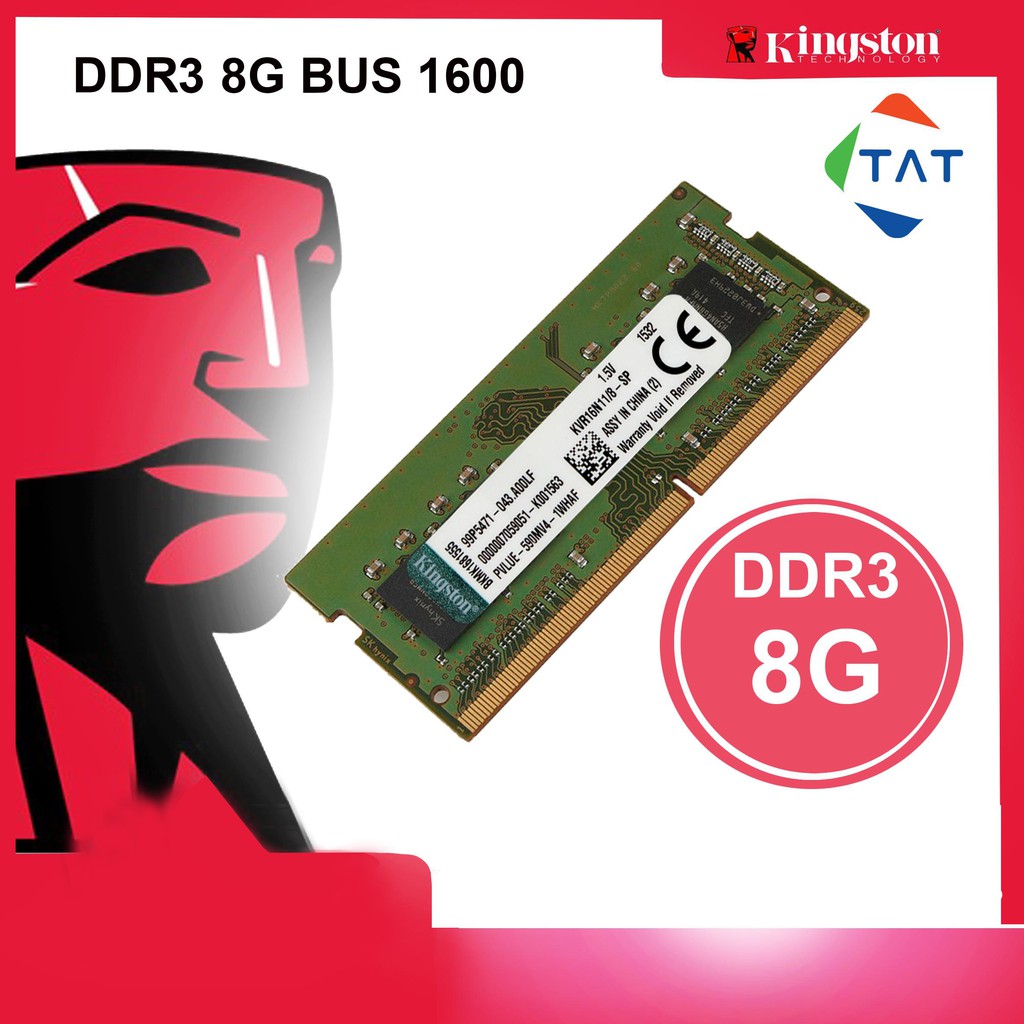 Ram Laptop Kingston DDR3 8GB 1600MHz PC3-12800 1.5V - Mới Bảo hành 36 tháng