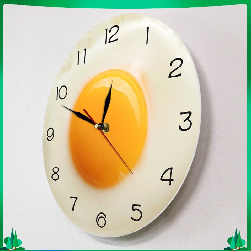 Wall Clock,Breakfast Food Poached Egg Dining Room Wall Watch,Fried Egg Kitchen Quartz for Family/Restaurant/Coffee Shop/Bathroom/Children\'s Room