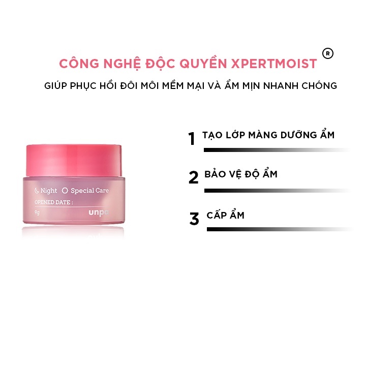 Mặt Nạ Ngủ Cho Môi Giúp Dưỡng Ẩm Và Chống Lão Hóa Unpa Bubi Bubi Lip Mask 9g