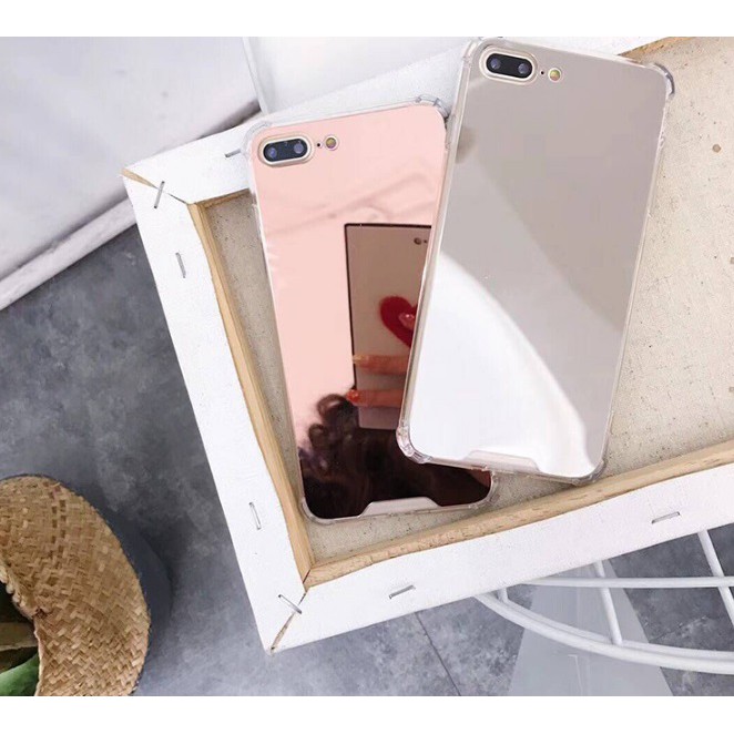 Ốp lưng tráng gương iPhone 6 6s 6 Plus 6s Plus 7 7 Plus 8 8Plus X dẻo silicon chống sốc case điện thoại màu hồng xám bạc