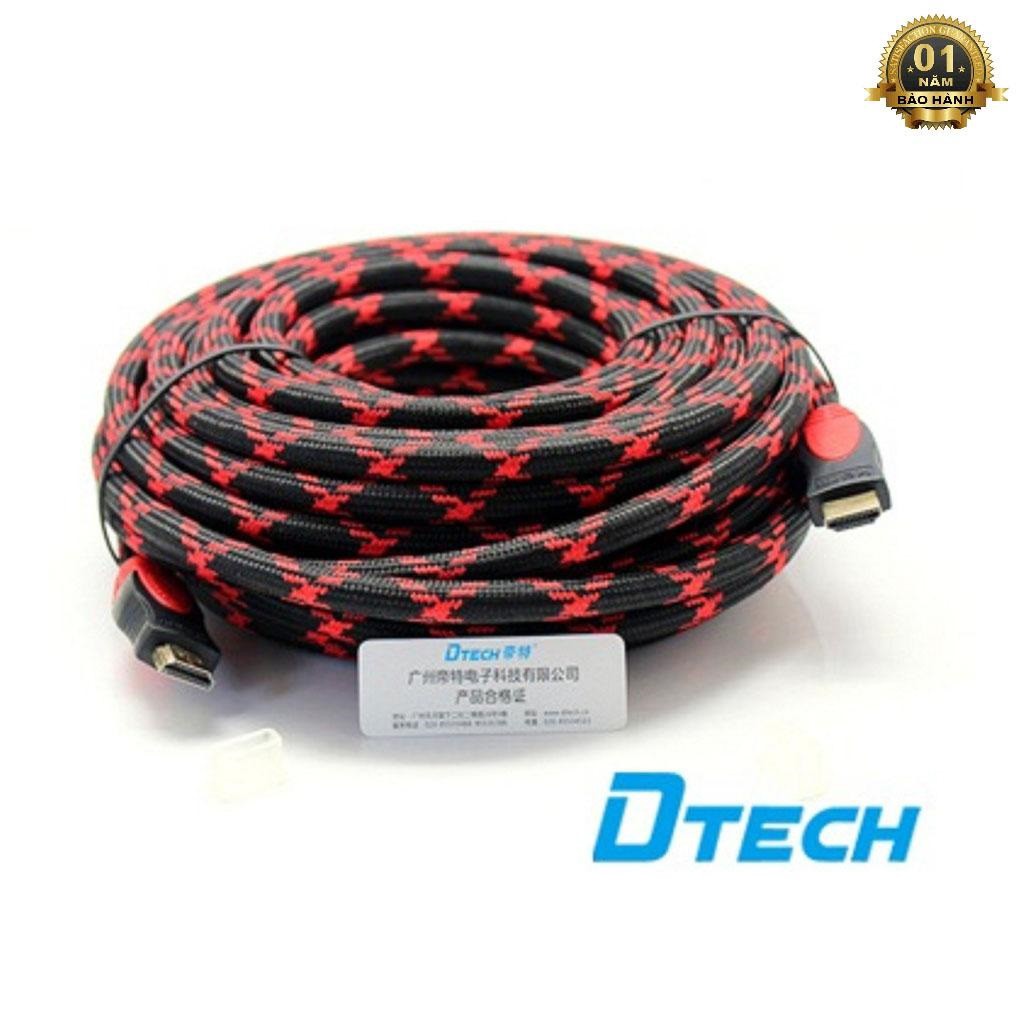 Cáp HDMI 10m loại tròn DTECH DT - 6610 hỗ trợ Full 3D (Đen) Bảo hành 12 tháng