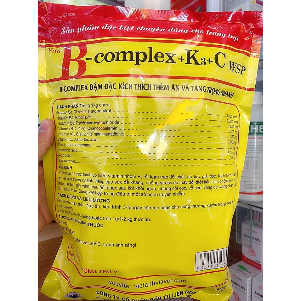 Vita B-COMPLEX+K3+C wsp 1kg Kích thích thèm ăn,Tăng Trọng Nhanh. Bcomplex Cần Thiết Trong Quá Trinh Chăn Nuôi Năng Suất