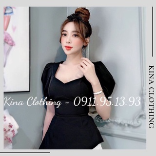 Set áo cộc tay thiết kế tay bồng buộc nơ lưng sexy kèm quần short cho nữ B12