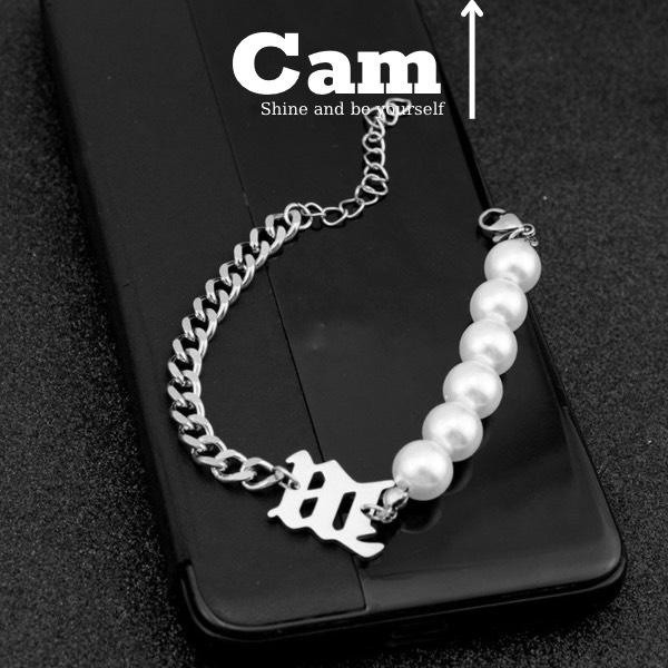Vòng Tay Lắc Tay Hạt Trai Nam Nữ Unisex Phối Chuỗi Mắt Xích 7mm Kí Hiệu Chữ Misbhv TITAN Không Gỉ - Camcamvintage