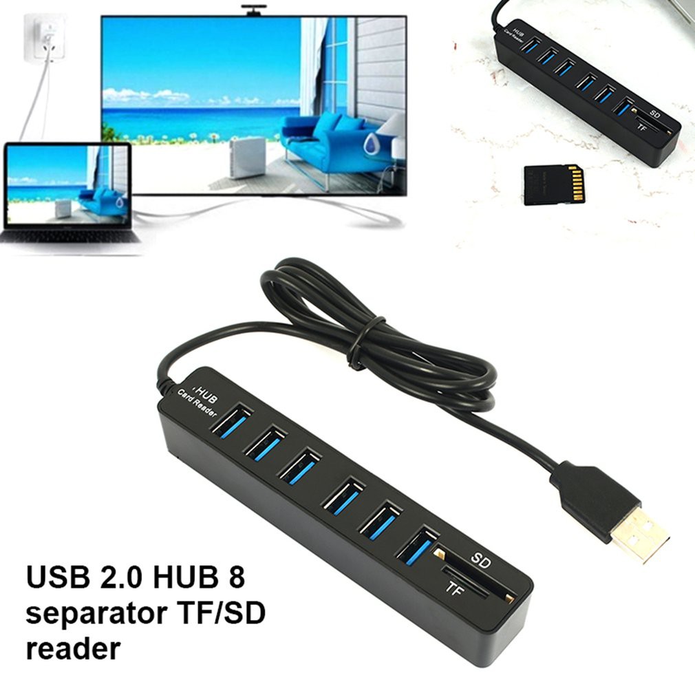 Micro USB Hub 2.0 Nhiều cổng USB Kết hợp Bộ đọc thẻ SD / TF Hub Bộ chia USB