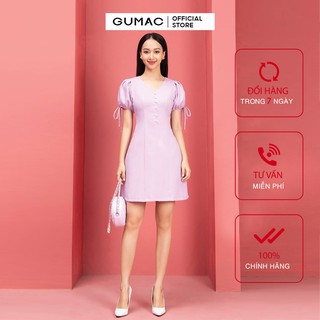 Đầm nữ tay nơ nút ngọc GUMAC DA9243