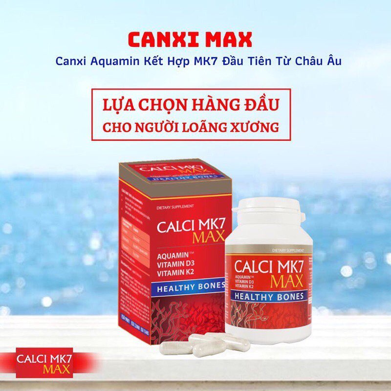 (Tăng quà )Canxi tảo đỏ tự nhiên Calci MK7 Max, tăng chiều cao tuổi dậy thì, bổ sung canxi cho bà bầu hộp 60 Viên