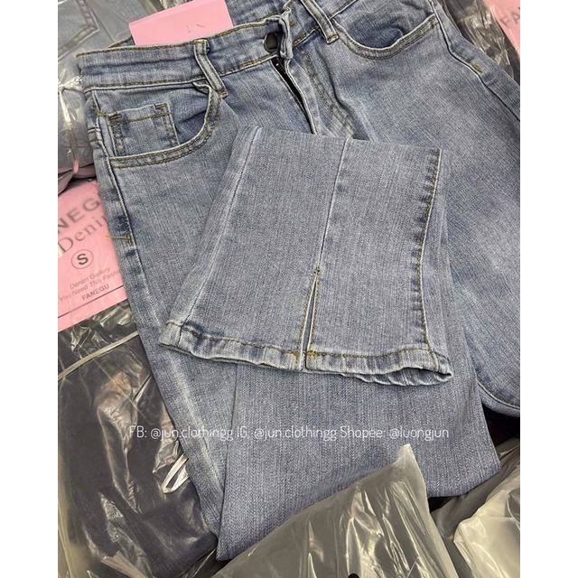 Quần jean loe kéo chân xẻ giữa 2436 - Ảnh thật JUNclothing | BigBuy360 - bigbuy360.vn
