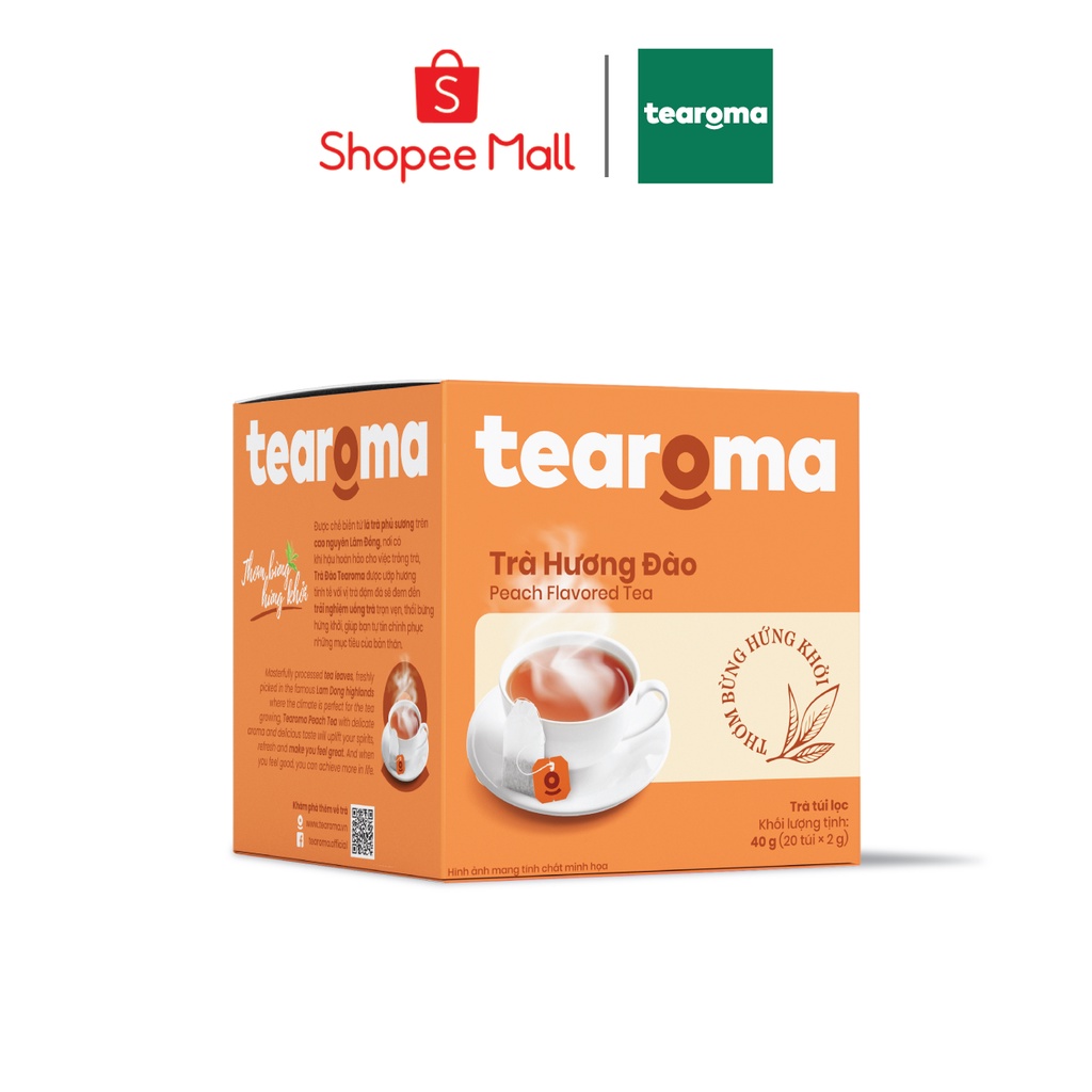 Tearoma Trà Đào túi lọc - 20 gói x 2 gr