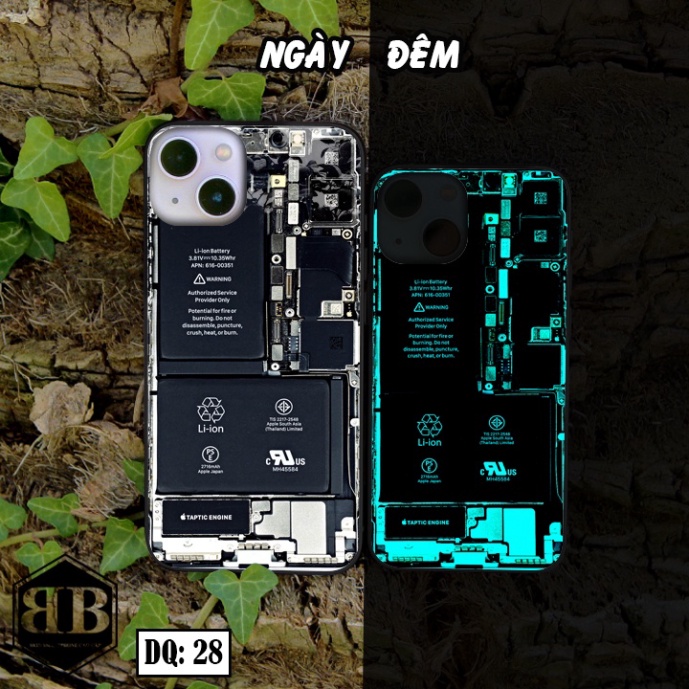 Ốp lưng kính Dạ Quang Iphone 13 / Iphone 13 Mini phát sáng trong đêm hình gấu siêu xinh