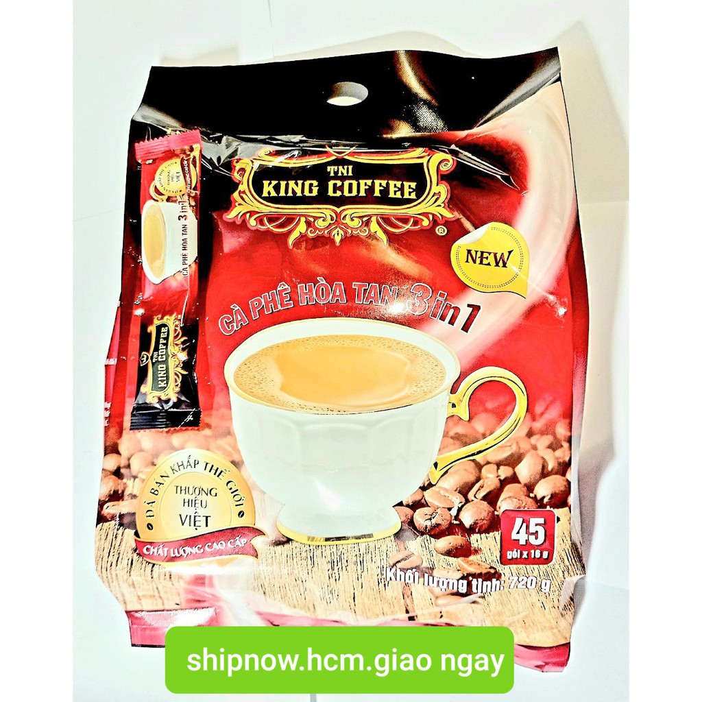 45 GÓI king coffee cà phê hòa tan 3in1 ,16gr.date:2025