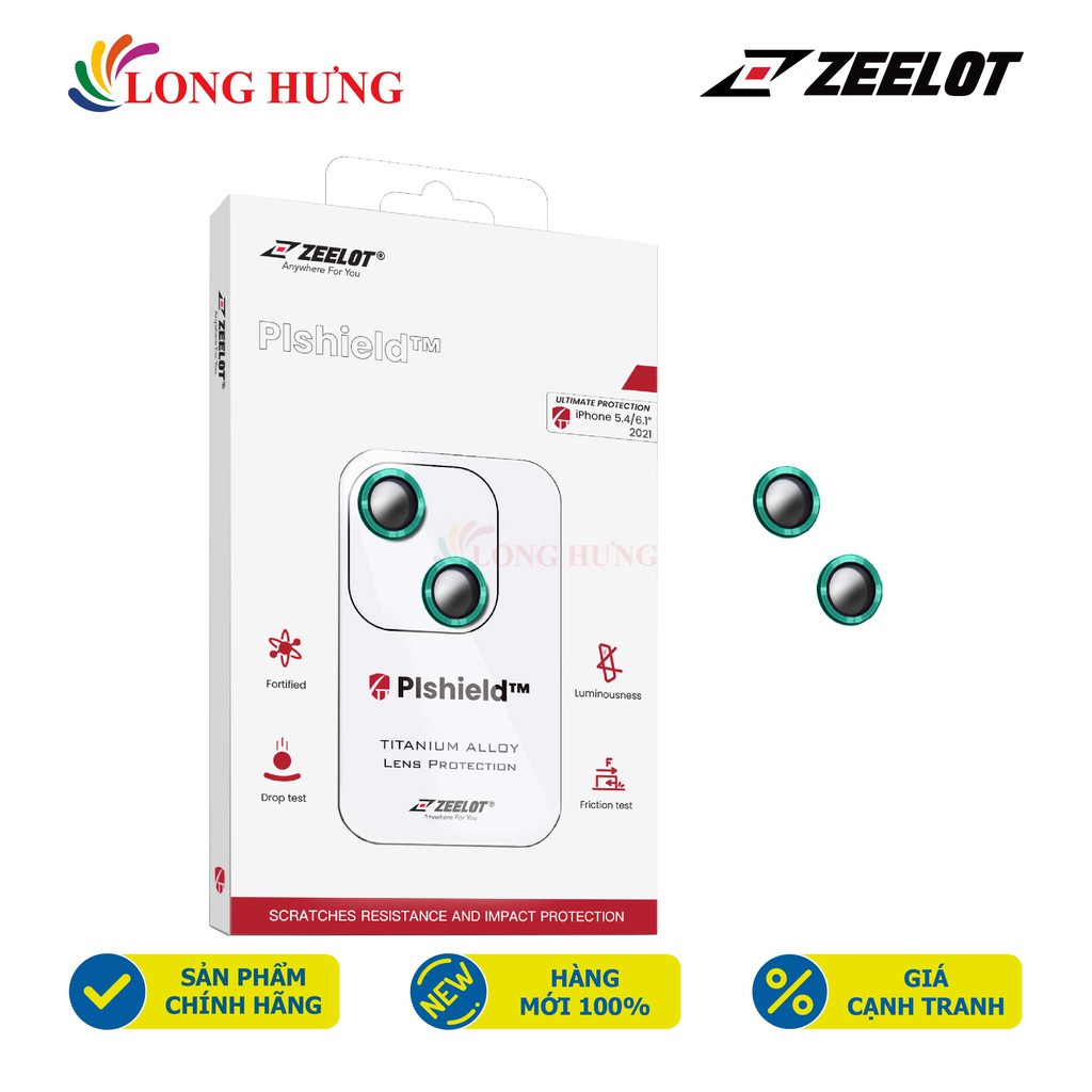 Dán Camera cường lực viền màu chống va đập Zeelot PIshield iPhone 13/13 Mini - Hàng chính hãng - Thiết kế vừa vặn