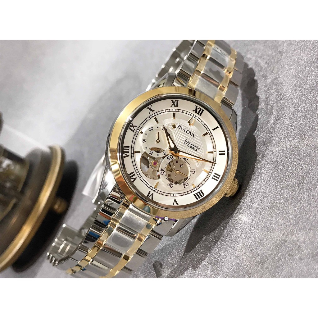 Đồng hồ nam Bulova lộ cơ 98A230 21 jewels